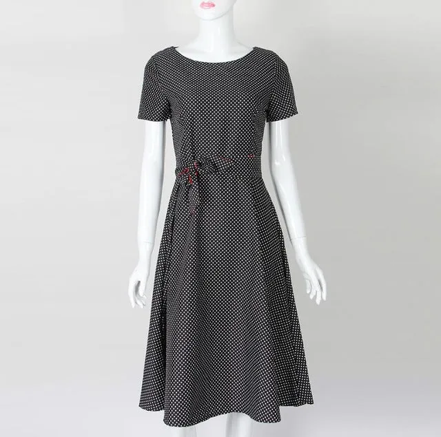 2017 Summer Dress Polka Dot Vintage Dress Short Sleeve Sexy Women Midi Dress Casual Party Dresses Vestidos Plus Size GV173