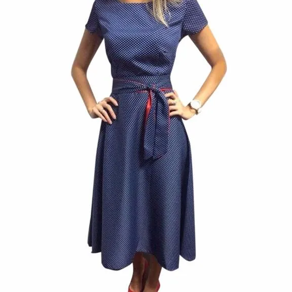 2017 Summer Dress Polka Dot Vintage Dress Short Sleeve Sexy Women Midi Dress Casual Party Dresses Vestidos Plus Size GV173
