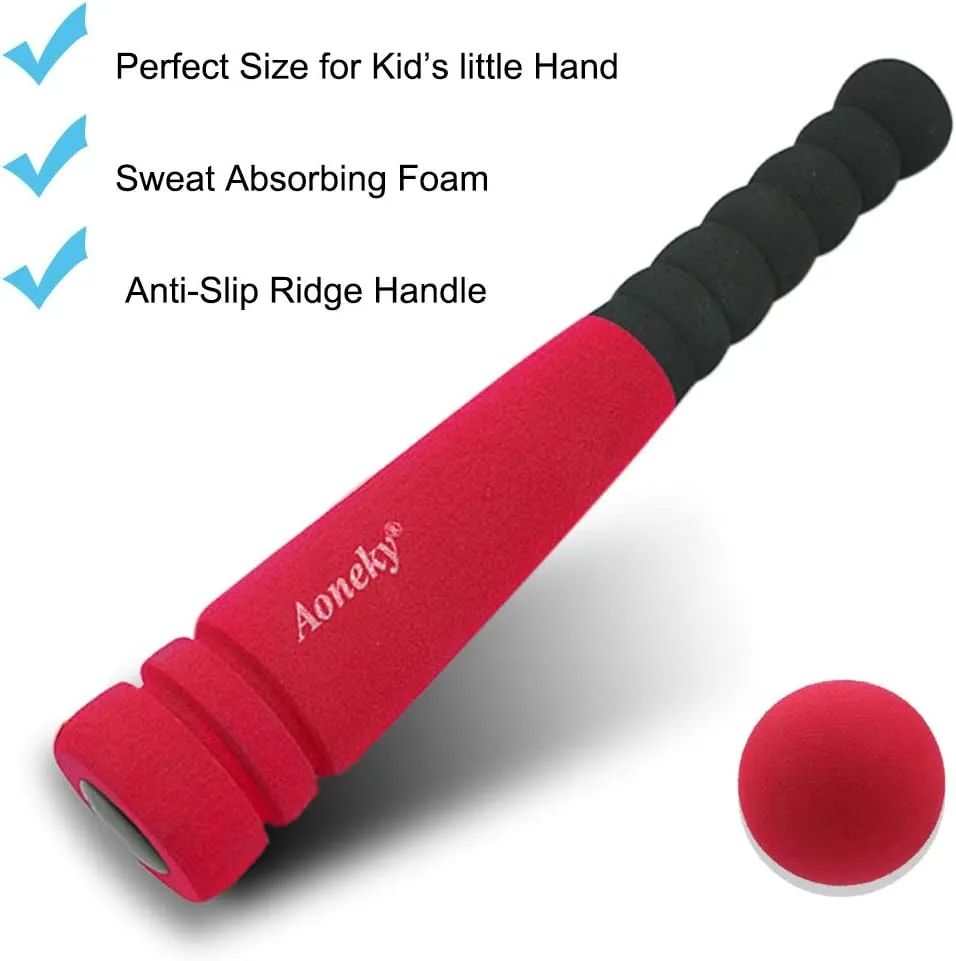 Aoneky Mini Foam Baseball Bat and Ball for Toddler, 11.8 inch