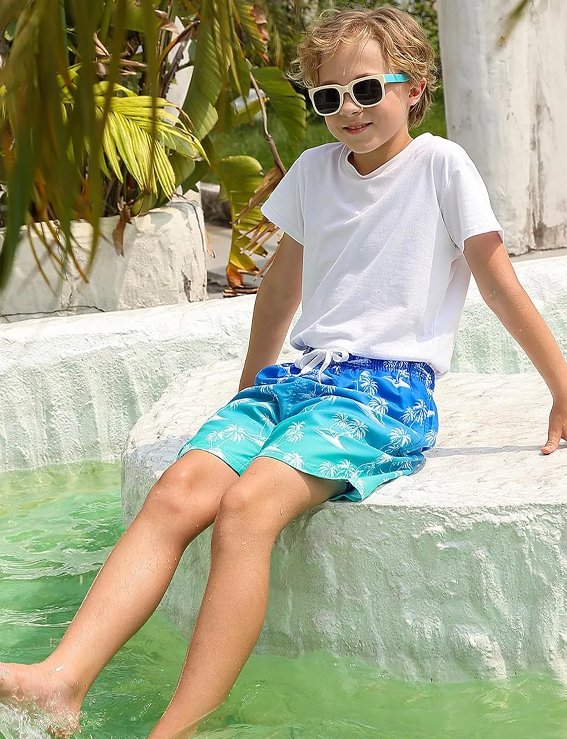 Boys Swim Trunks with Compression Liner for 6-20 Years Kids Quick Dry Bathing Suit