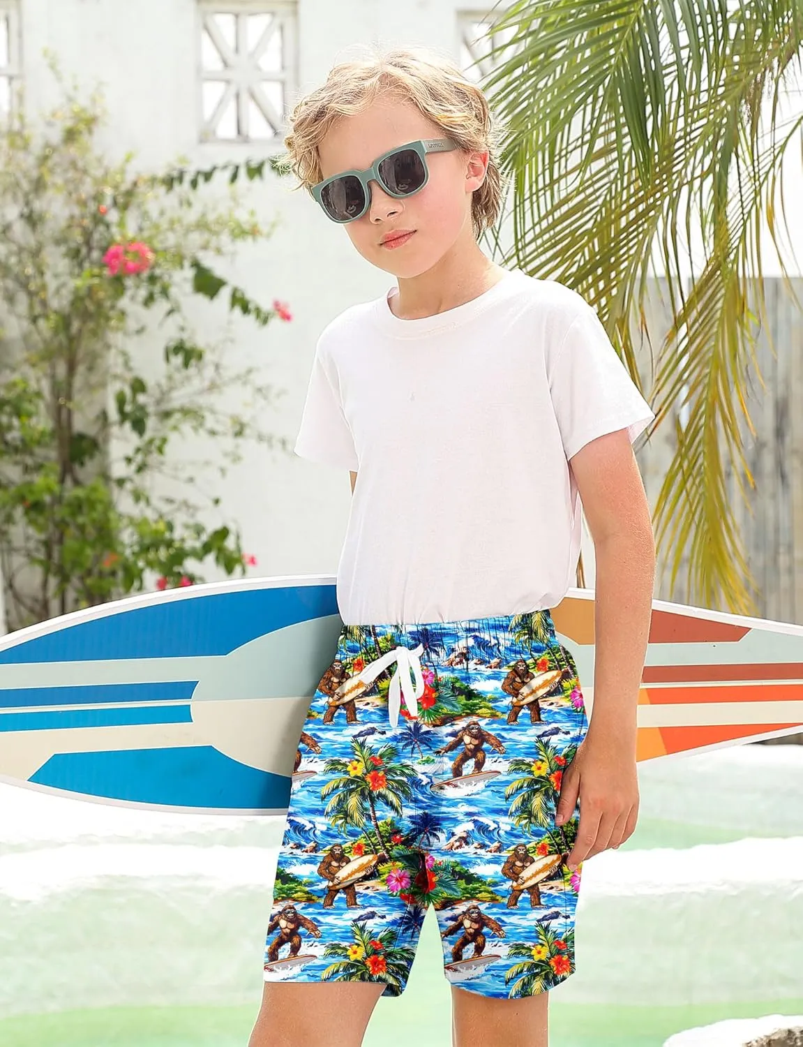 Boys Swim Trunks with Compression Liner for 6-20 Years Kids Quick Dry Bathing Suit
