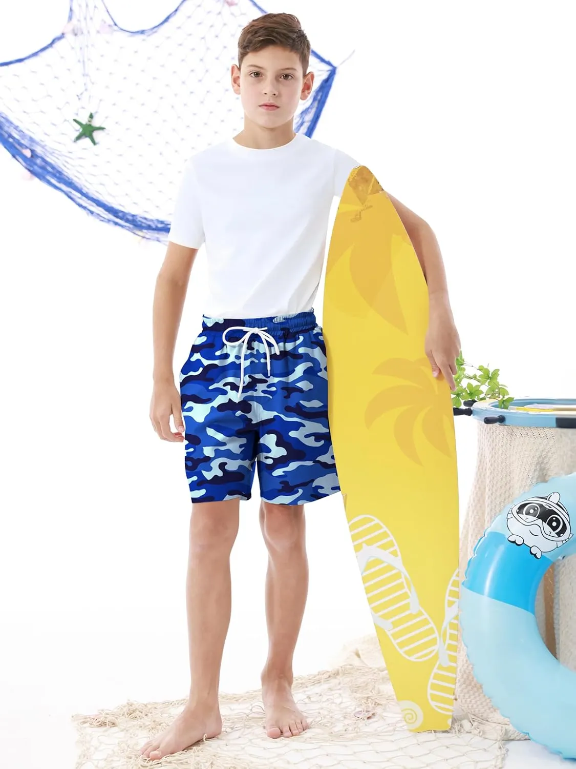 Boys Swim Trunks with Compression Liner UPF 50  Quick Dry Swim Shorts Beachwear Boys' Bathing Suits Swimsuit for Kid