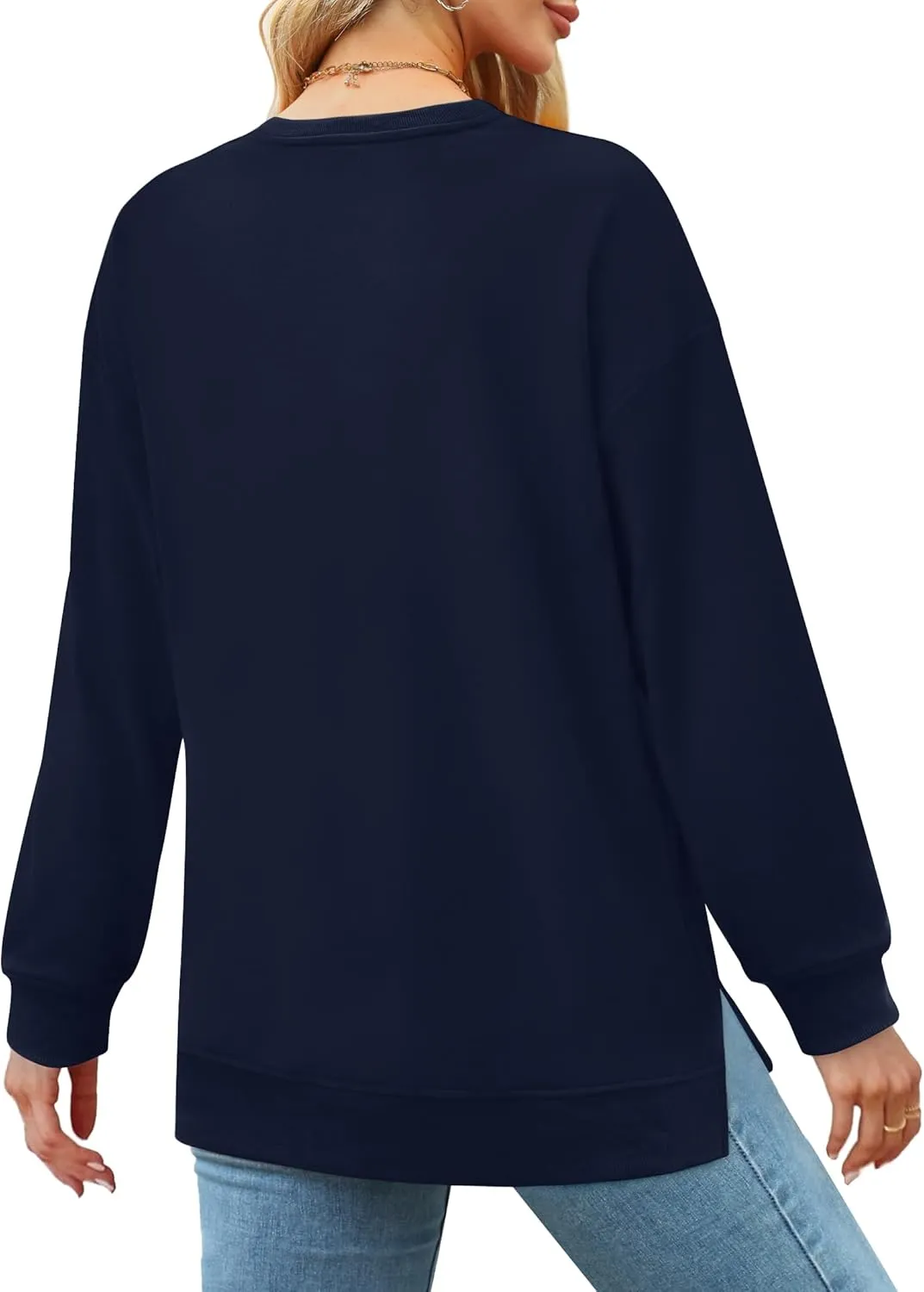 Elesomo Womens Sweatshirts Cotton Crew Neck Sweat Shirts Casual Loose Long Sleeve Top