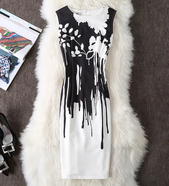 Fenghua Summer Dress Women 2017 Party Elegant Sexy Slim Casual Dresses Floral Vintage Office Bodycon Dress Plus Size 3XL 4XL