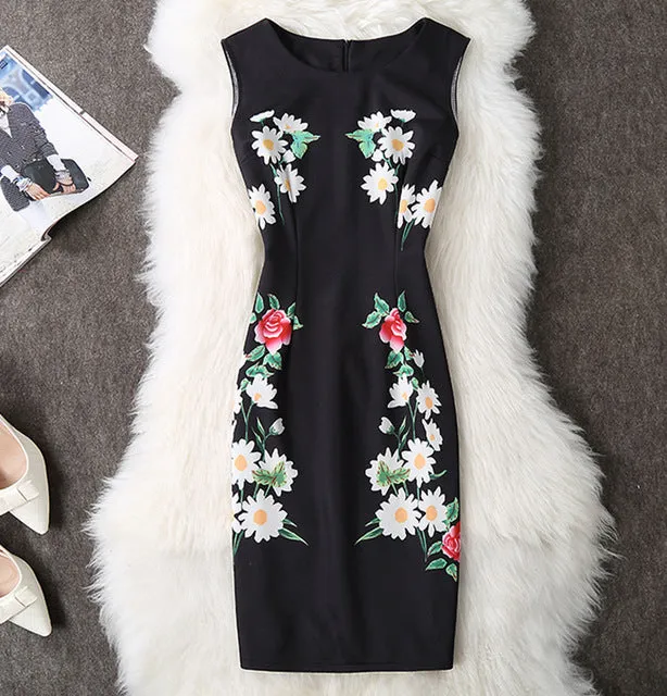 Fenghua Summer Dress Women 2017 Party Elegant Sexy Slim Casual Dresses Floral Vintage Office Bodycon Dress Plus Size 3XL 4XL