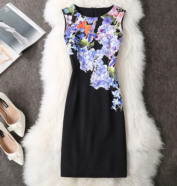 Fenghua Summer Dress Women 2017 Party Elegant Sexy Slim Casual Dresses Floral Vintage Office Bodycon Dress Plus Size 3XL 4XL