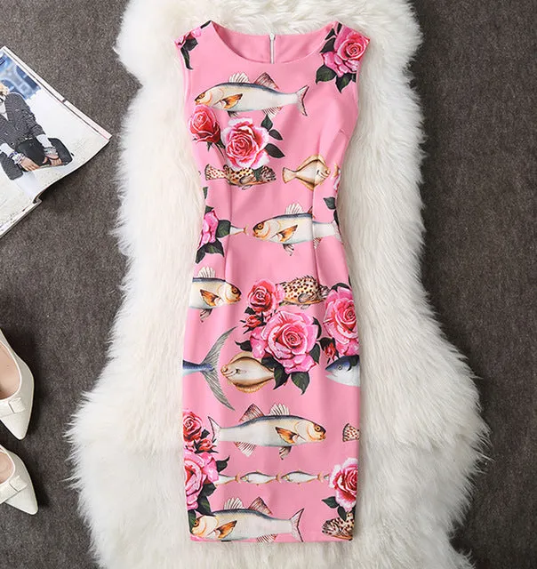 Fenghua Summer Dress Women 2017 Party Elegant Sexy Slim Casual Dresses Floral Vintage Office Bodycon Dress Plus Size 3XL 4XL