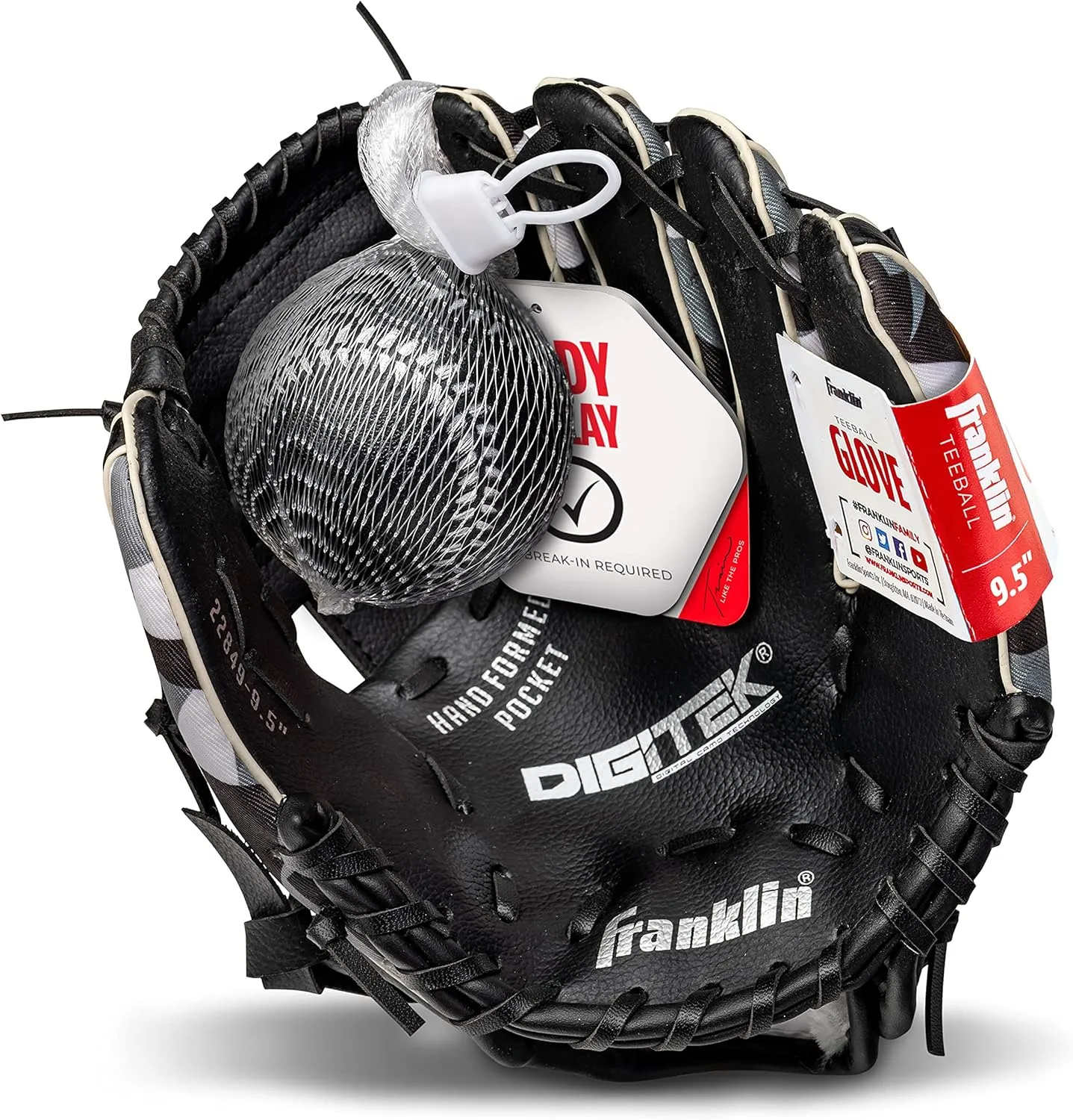 Franklin Sports Kids Baseball Gloves - RTP Youth Teeball Glove   Ball Set - Boys   Girls Teeball Mitt Set - Kids   Toddlers - 9.5"