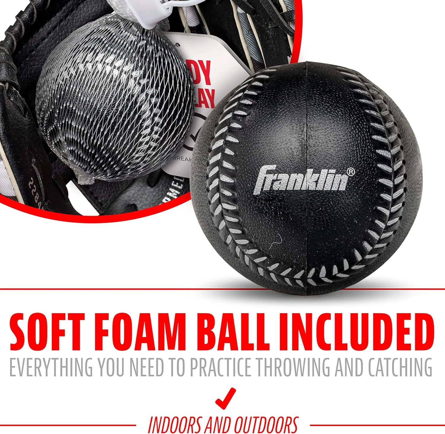 Franklin Sports Kids Baseball Gloves - RTP Youth Teeball Glove Ball Set - Boys Girls Teeball Mitt Set - Kids Toddlers - 9.5"