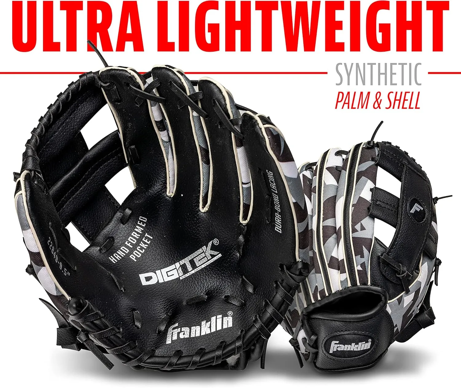 Franklin Sports Kids Baseball Gloves - RTP Youth Teeball Glove Ball Set - Boys Girls Teeball Mitt Set - Kids Toddlers - 9.5"