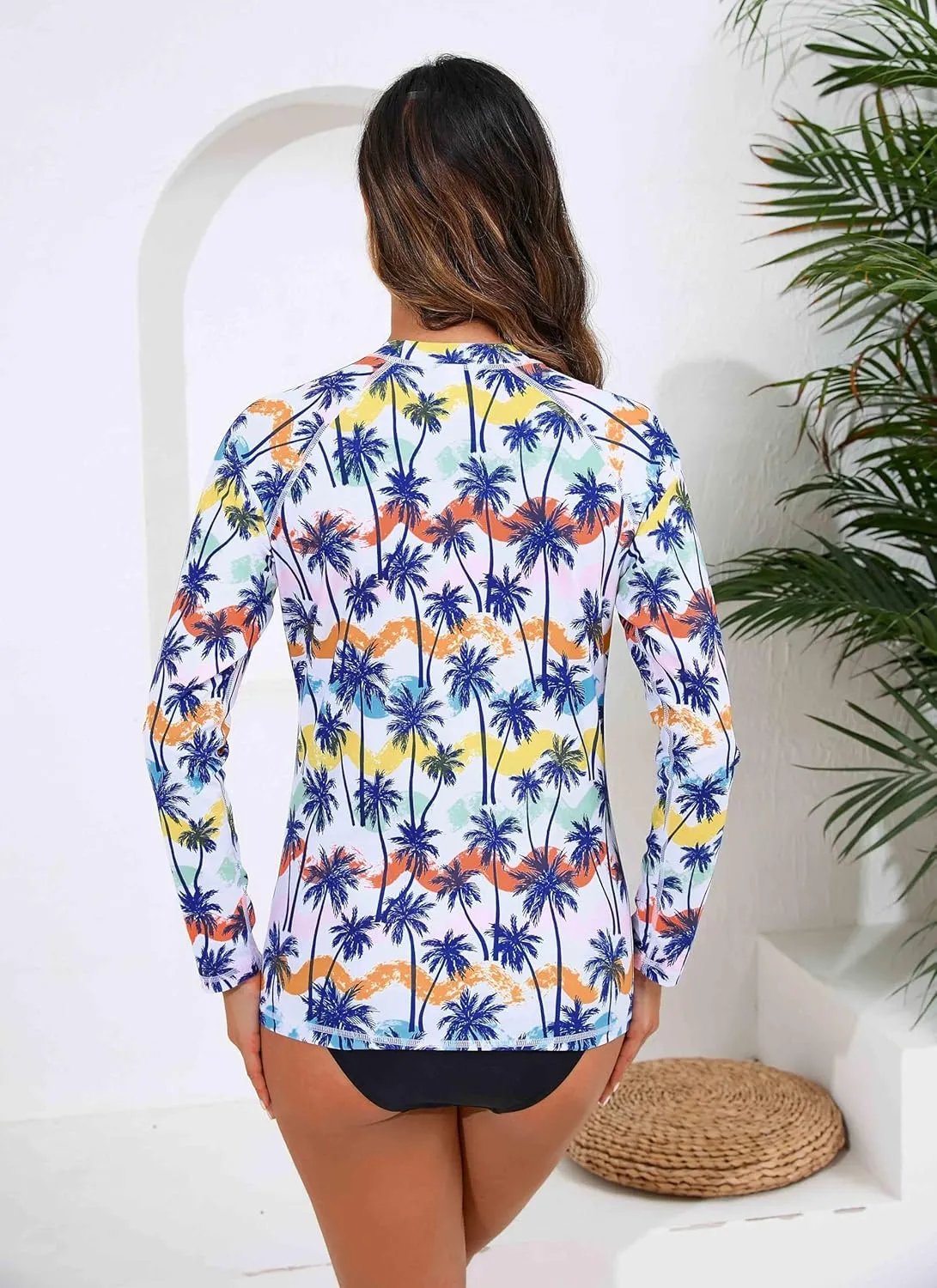 Halcurt Women's Long Sleeve Rash Guard Swim Top UPF50  SPF Sun Protection Swimsuit Quick Dry Bathing Suit
