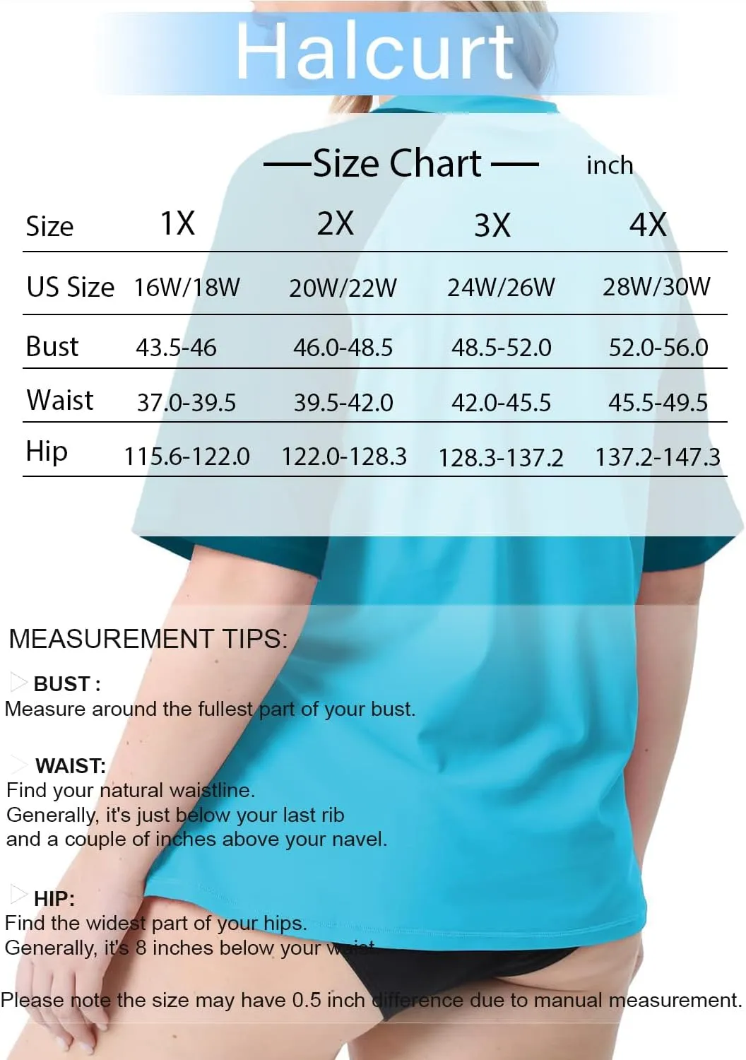 Halcurt Women's Plus Size Half Zip Short Sleeve Rash Guard Swim Top Loose Fit Swim Shirt UPF50  Swimsuit