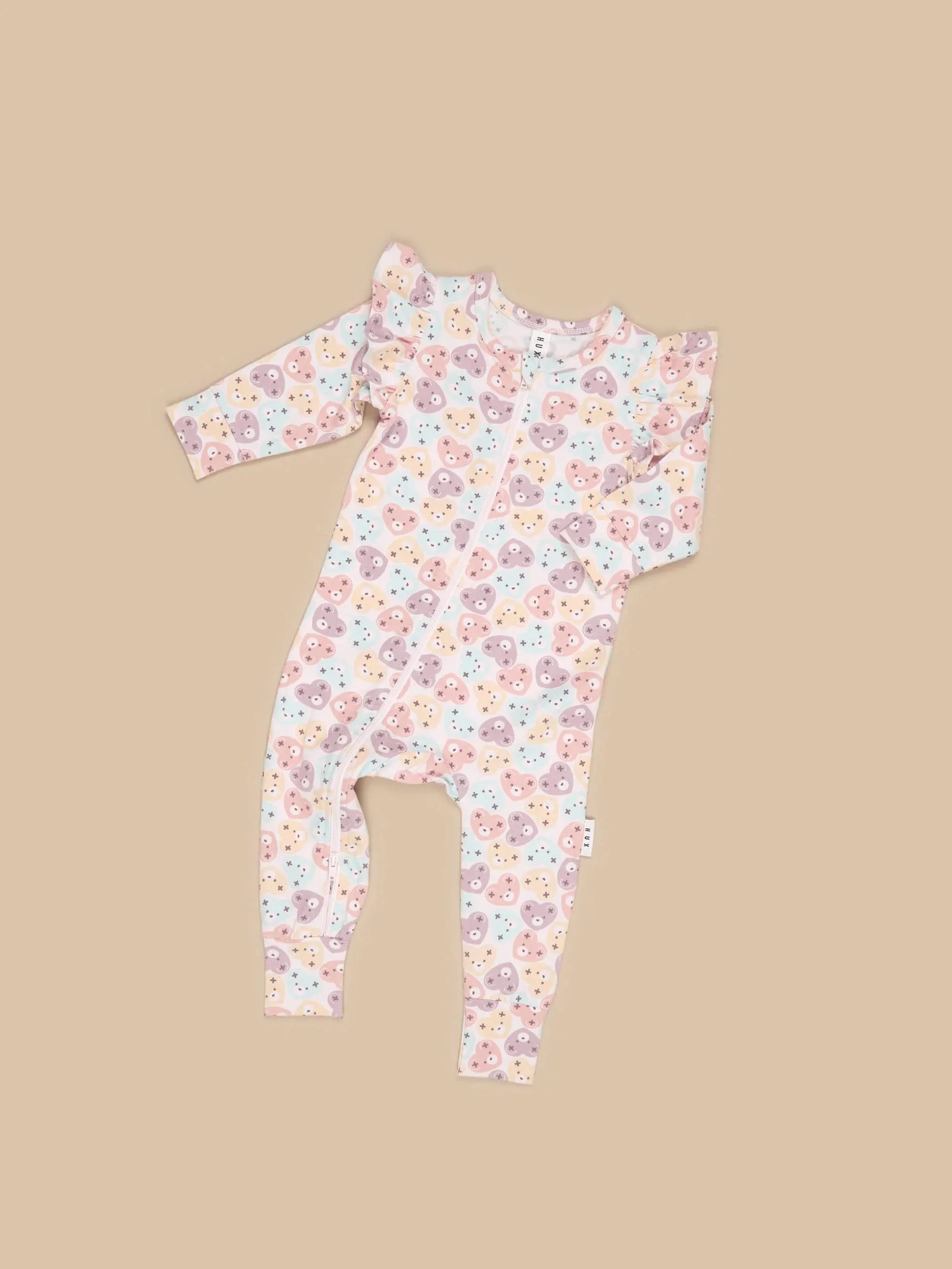 Huxbaby Heart Bear Zip Romper
