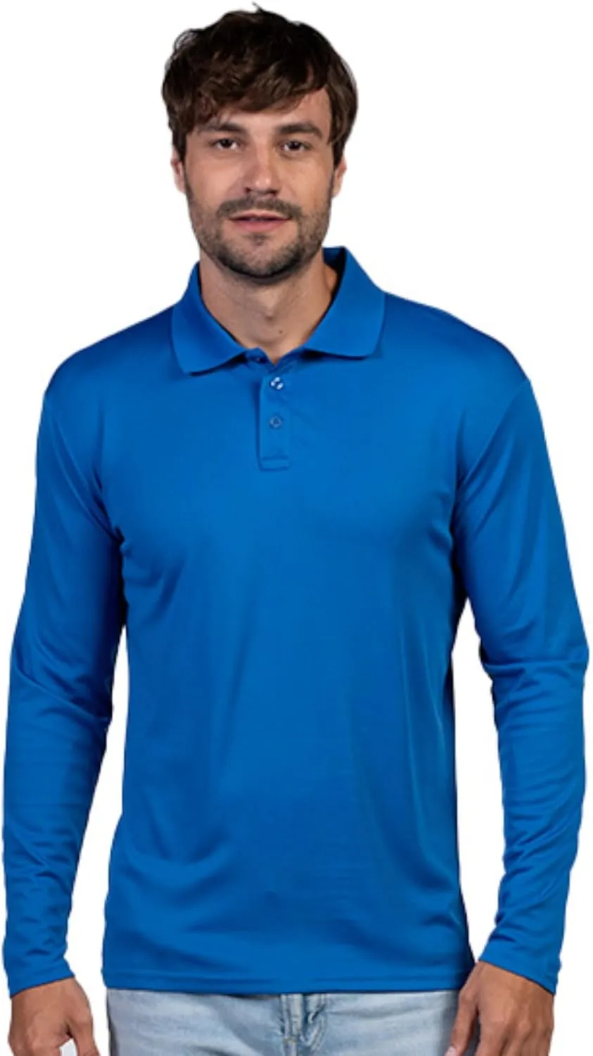 INGEAR Men's Polo Shirt Quick Dry Athletic Golf Tennis Performance Long Sleeve - Casual Office Uniform Wear ??Activewear
