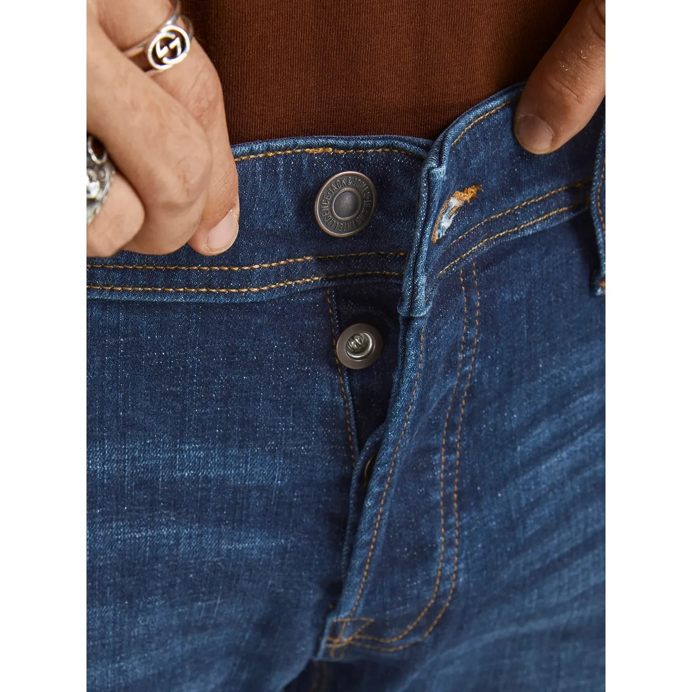 JJ Slim Mid Blue Button Fly Jeans