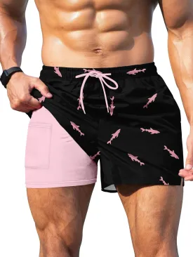 Keevoom Mens Swim Trunks Compression Liner Swim Shorts Swimwear Quick Dry Swimsuit Bathing Suits Board Shorts with Pockets