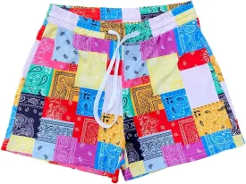 ksotutm Women's Fashion Paisley Print Shorts Summer Beach Patchwork Short Pants