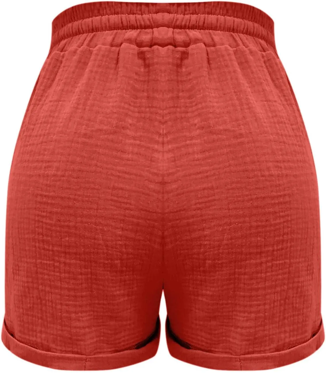 Linen Shorts for Women Summer Casual Loose Shorts Drawstring Elastic Waist Lightweight Bermuda Shorts with Pockets