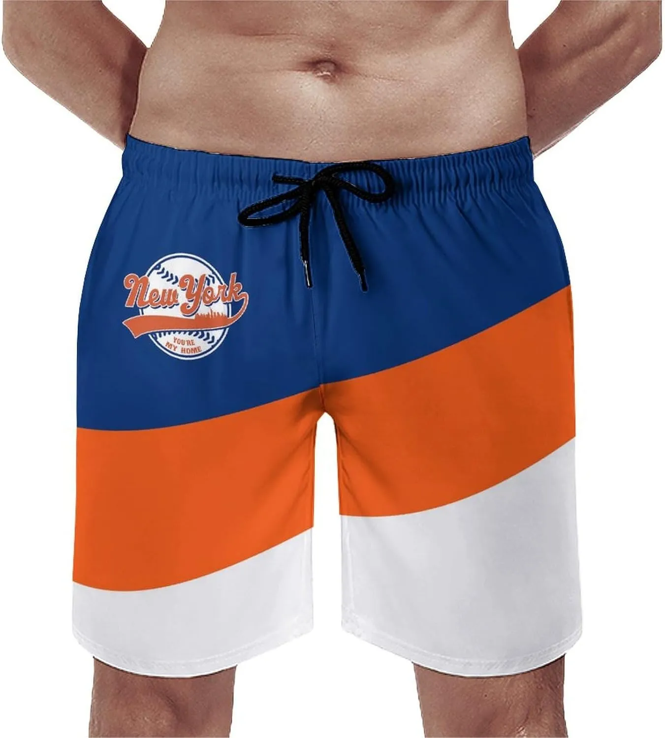Men's Baseball Beach Shorts Casual Surf Swim Trunks Beachwear Fans Summer Quick Dry Board Shorts Pants Gifts with Pockets