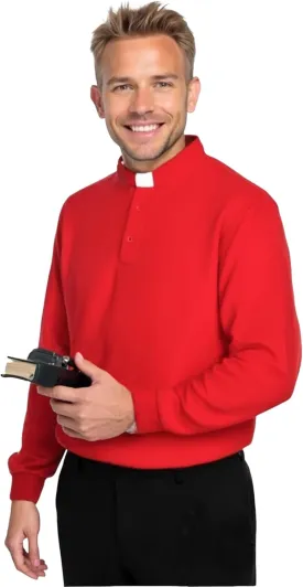 Men's Clergy Tab Collar Polo Shirt Long Sleeve Pastor Minister Preacher Shirt Priest Tops