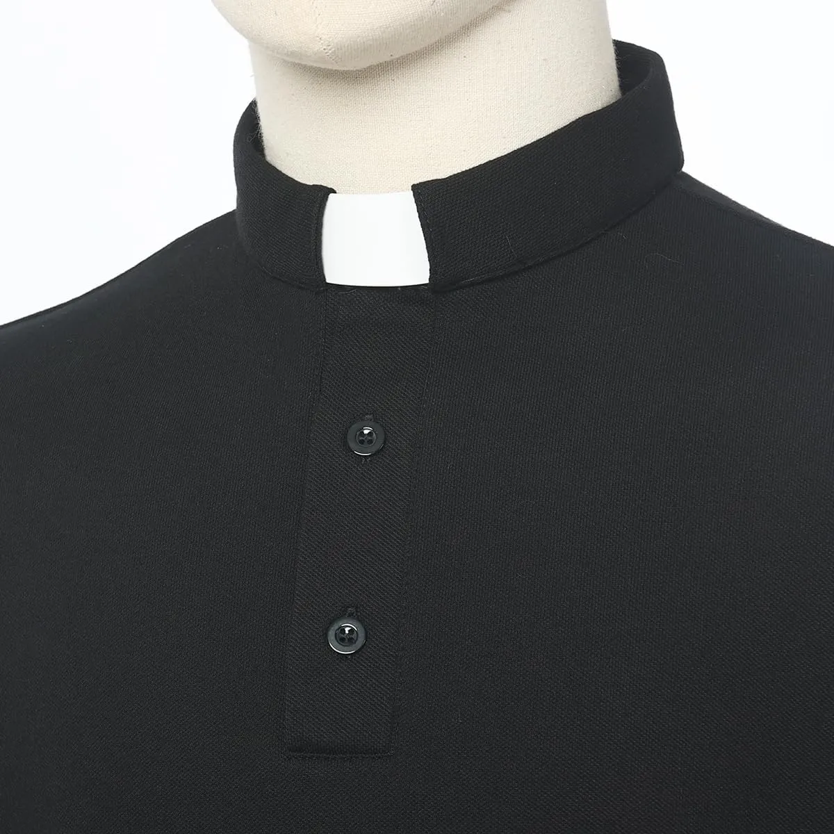 Men's Clergy Tab Collar Polo Shirt Long Sleeve Pastor Minister Preacher Shirt Priest Tops