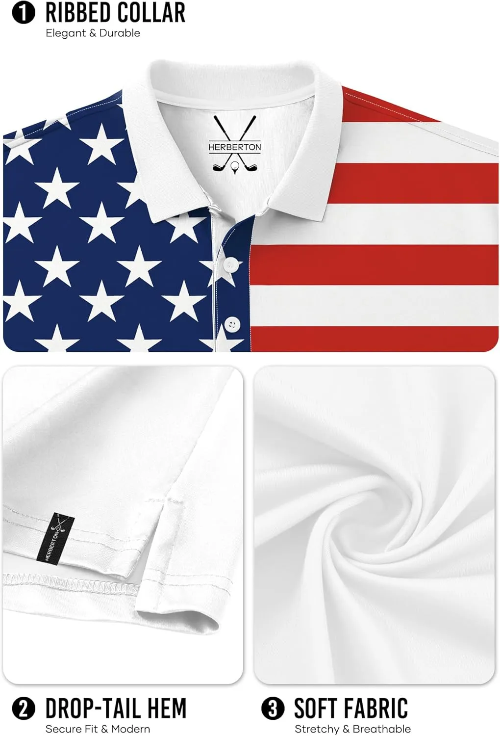 Men's Golf Polo Moisture Wicking Performance Print Summer Casual Shirts (S-XXL)