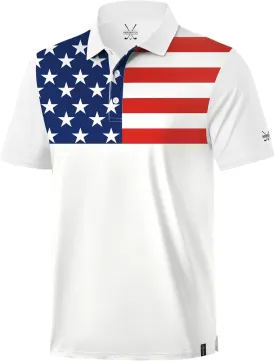 Men's Golf Polo Moisture Wicking Performance Print Summer Casual Shirts (S-XXL)