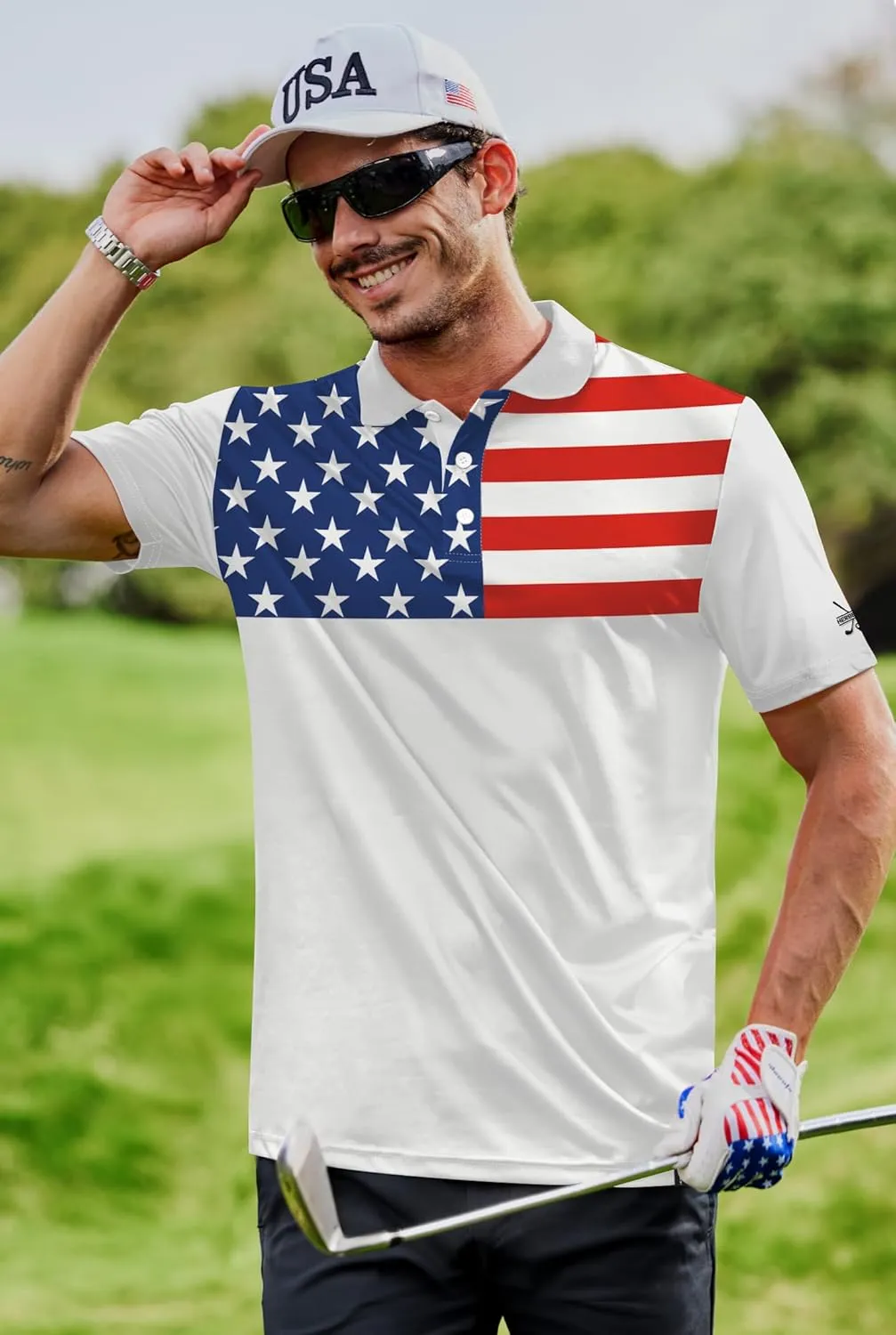 Men's Golf Polo Moisture Wicking Performance Print Summer Casual Shirts (S-XXL)