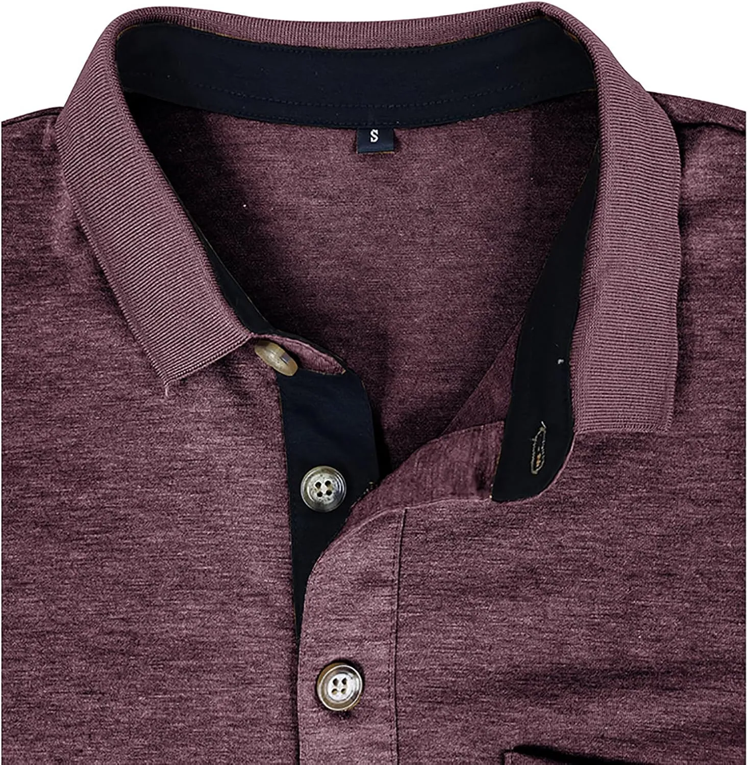 Mens Long Sleeve Polo Shirts Classic Button Down Golf Shirt Fashion Casual Moisture Wicking Shirts with Pocket