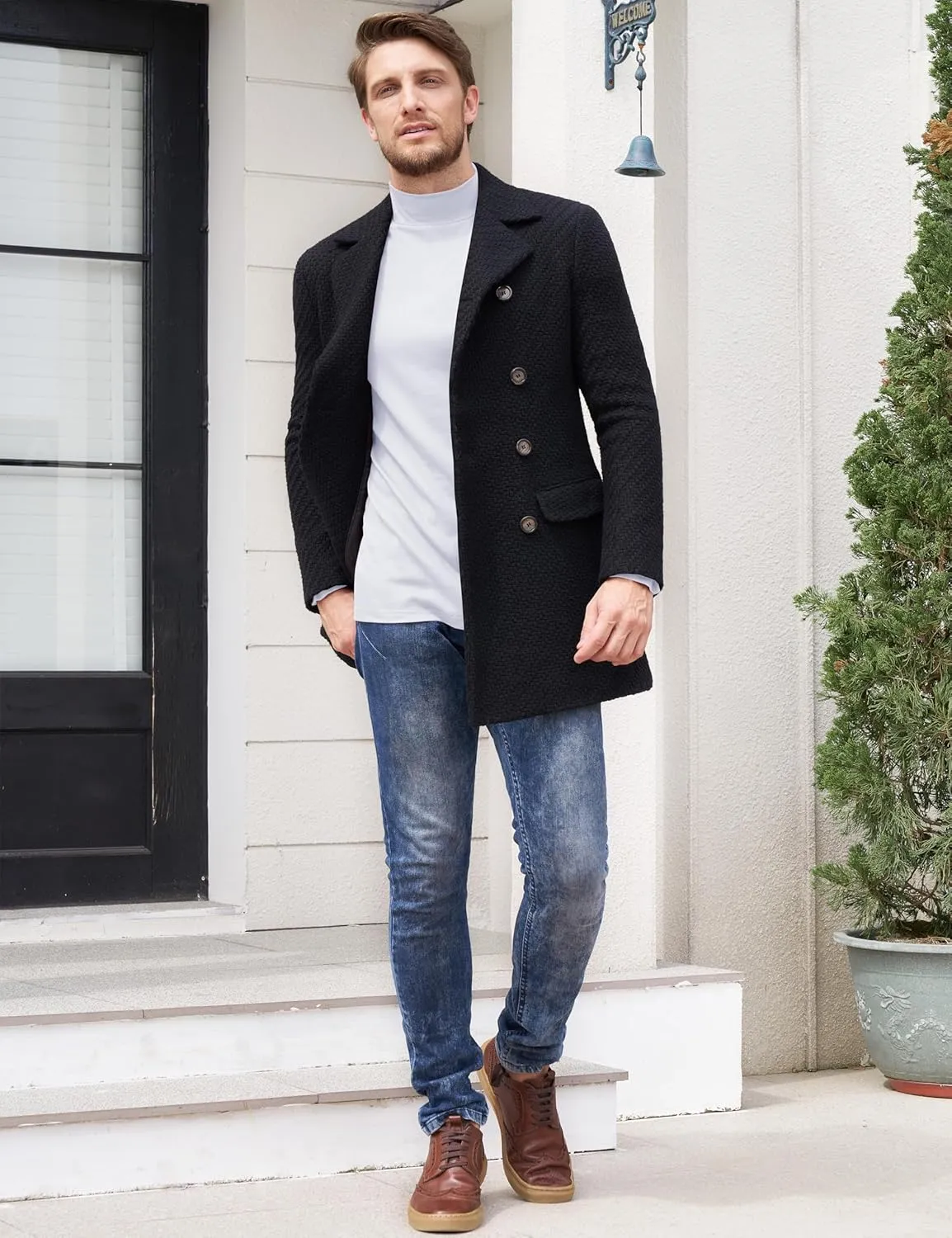 Mens Turtleneck Long Sleeve T Shirts Slim Fit Thermal Undershirt Lightweight Pullover