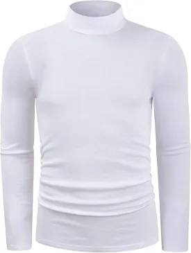 Mens Turtleneck Long Sleeve T Shirts Slim Fit Thermal Undershirt Lightweight Pullover