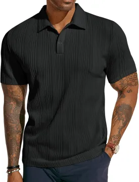 PJ PAUL JONES Mens Textured Knit Polo Shirts Regular Fit Stretchy Golf Shirts