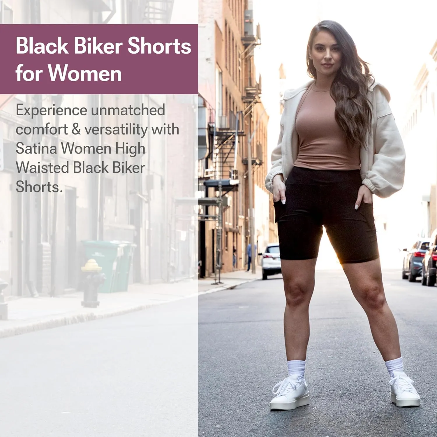 SATINA High Waisted Leggings for Women - Capri and Full Length Yoga Pants - Buttery Soft Workout Leggings with Tummy Control