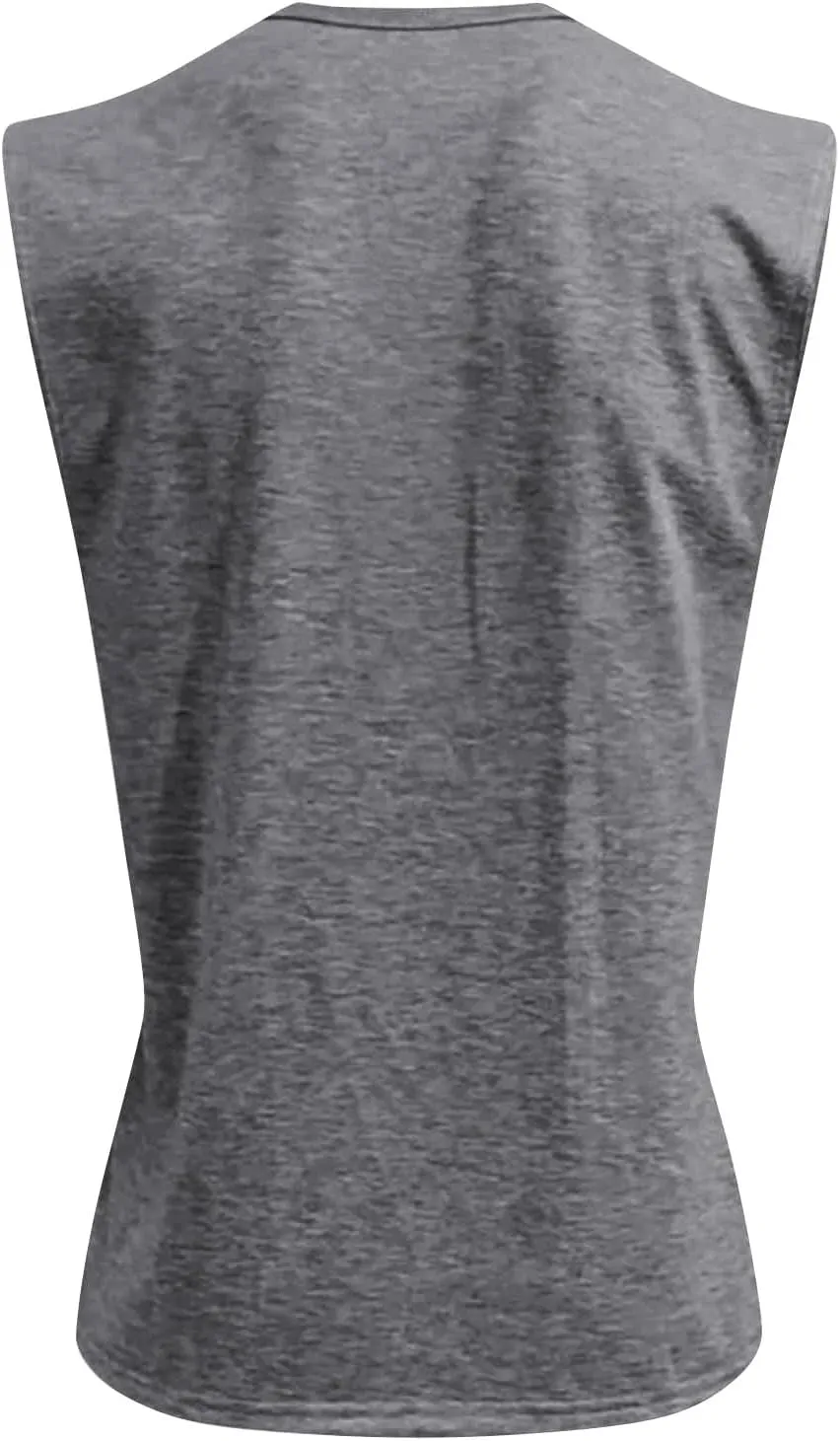 Sleeveless Shirts for Men Henley Neck Big Tall Workout Muscle Tank Tops Summer Relaxed Fit Plain Oversized Tshirts