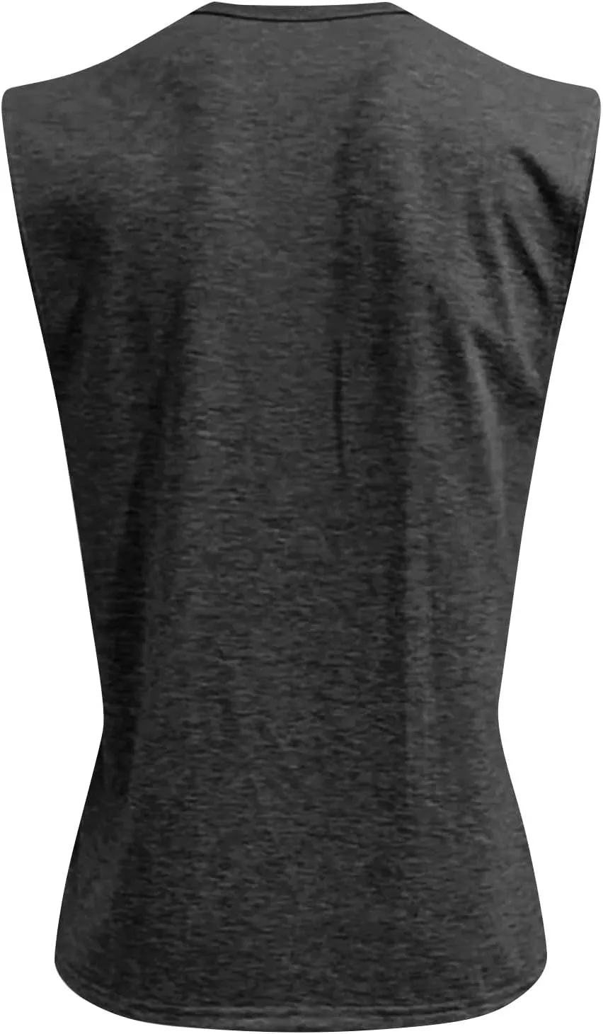 Sleeveless Shirts for Men Henley Neck Big Tall Workout Muscle Tank Tops Summer Relaxed Fit Plain Oversized Tshirts