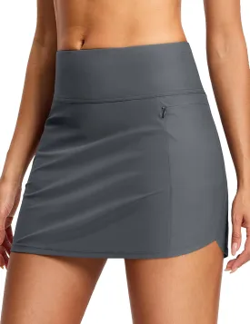 Swim Skirts for Women High Waisted Tummy Control Quick Dry UPF 50 Bathing Suit Skirt with Liner Zipper Pockets