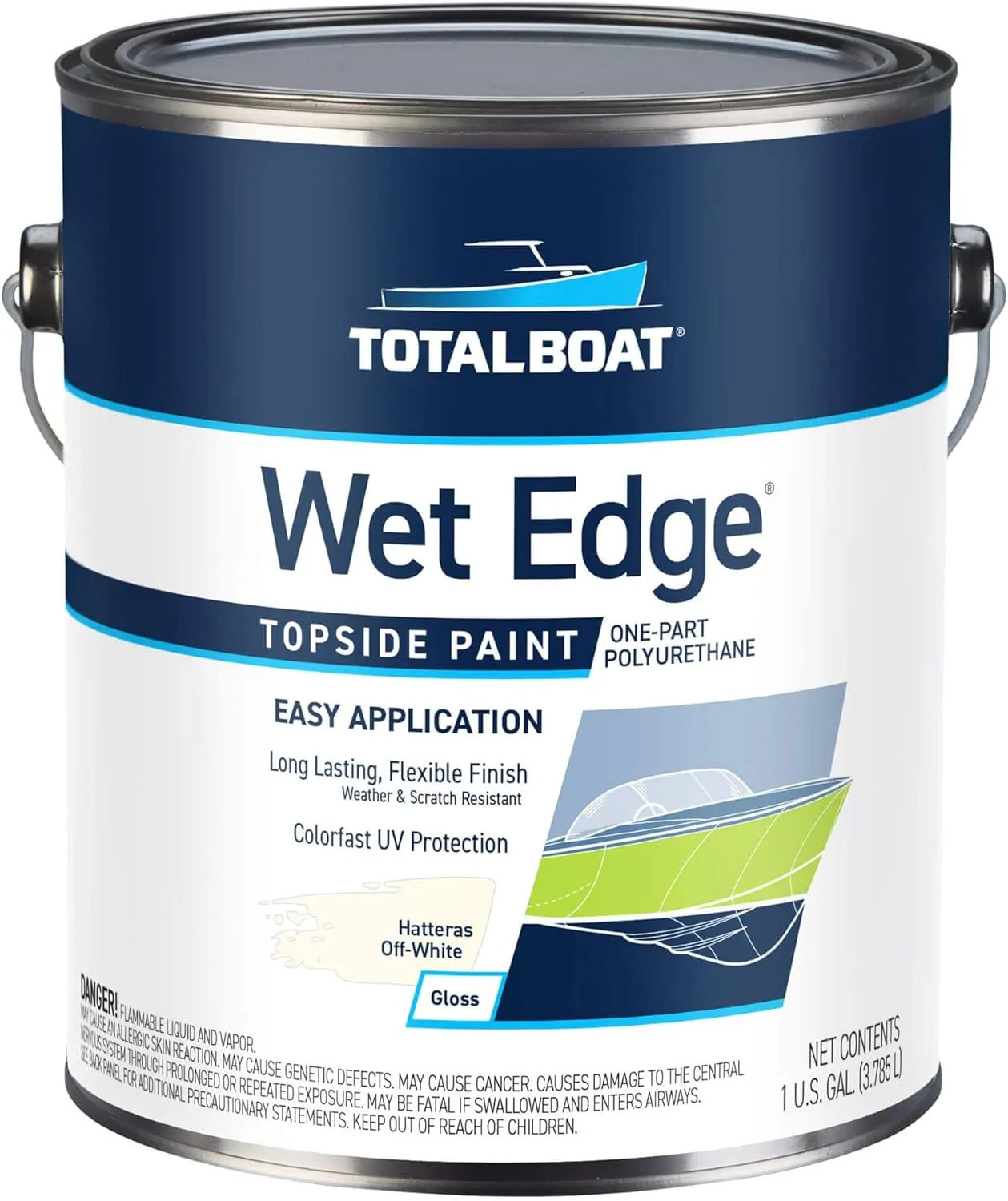 TotalBoat Wet Edge Marine Topside Paint for Boats, Fiberglass, and Wood (Hatteras Off-White, Gallon), 1 Gallon (Pack of 1)
