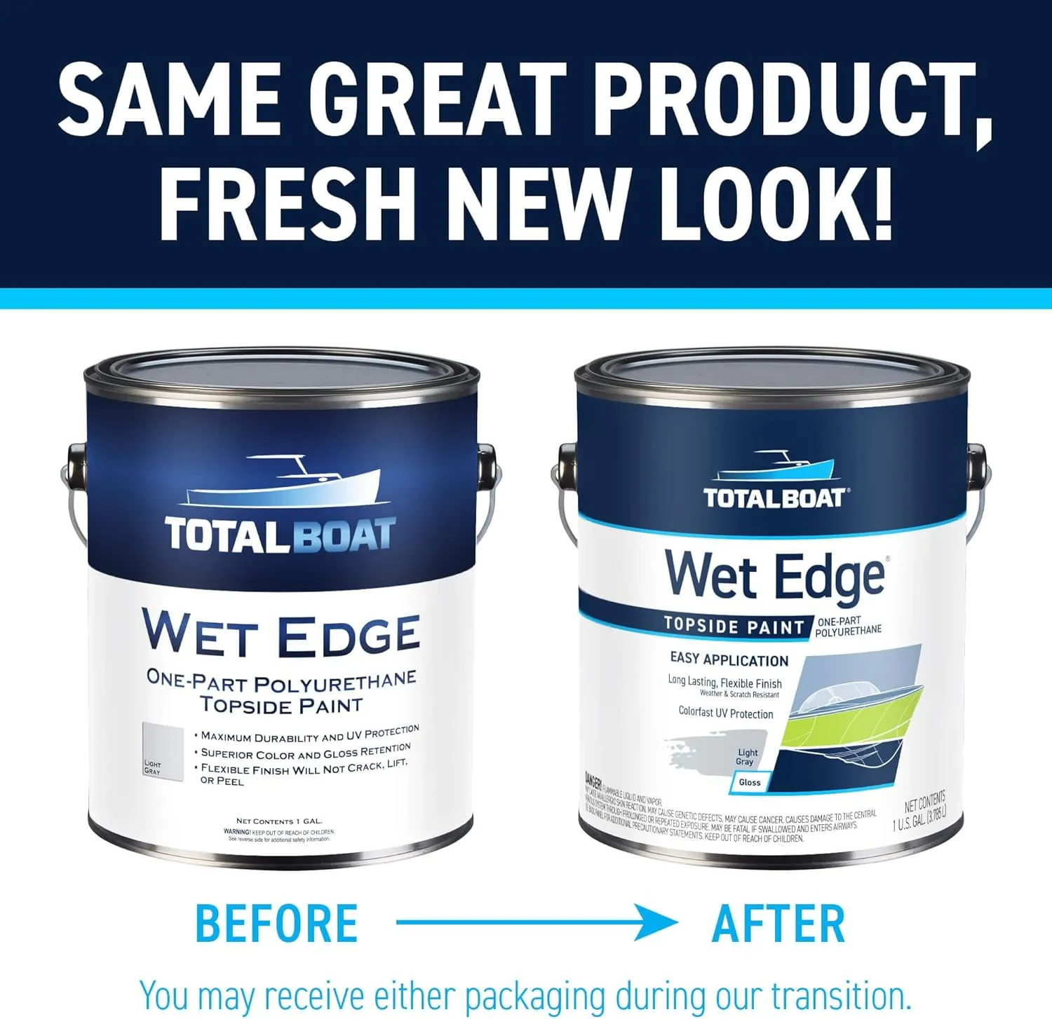 TotalBoat Wet Edge Marine Topside Paint for Boats, Fiberglass, and Wood (Hatteras Off-White, Gallon), 1 Gallon (Pack of 1)