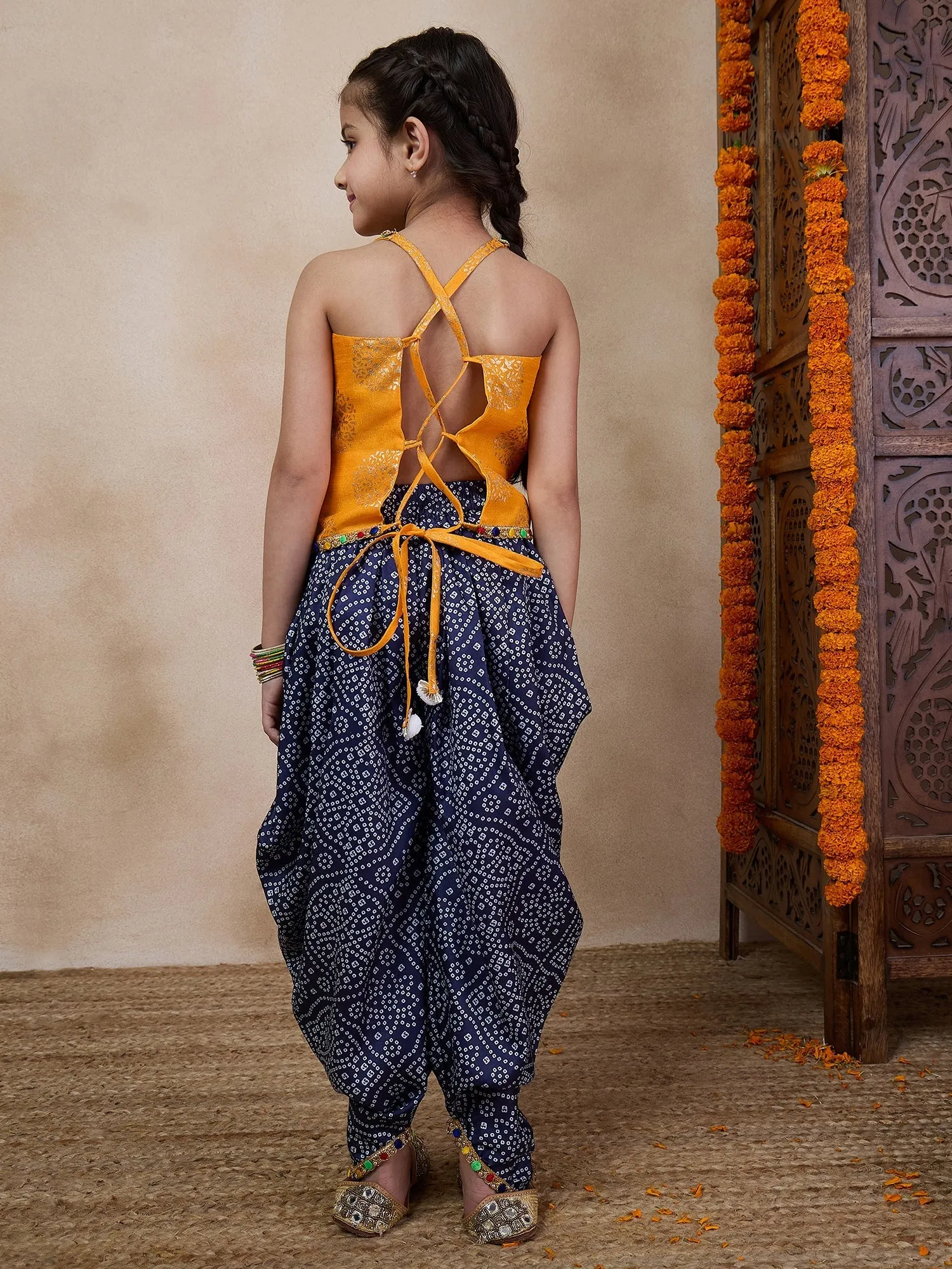 V Neck Sleeveless Printed Top Dhoti Pant Clothing Set