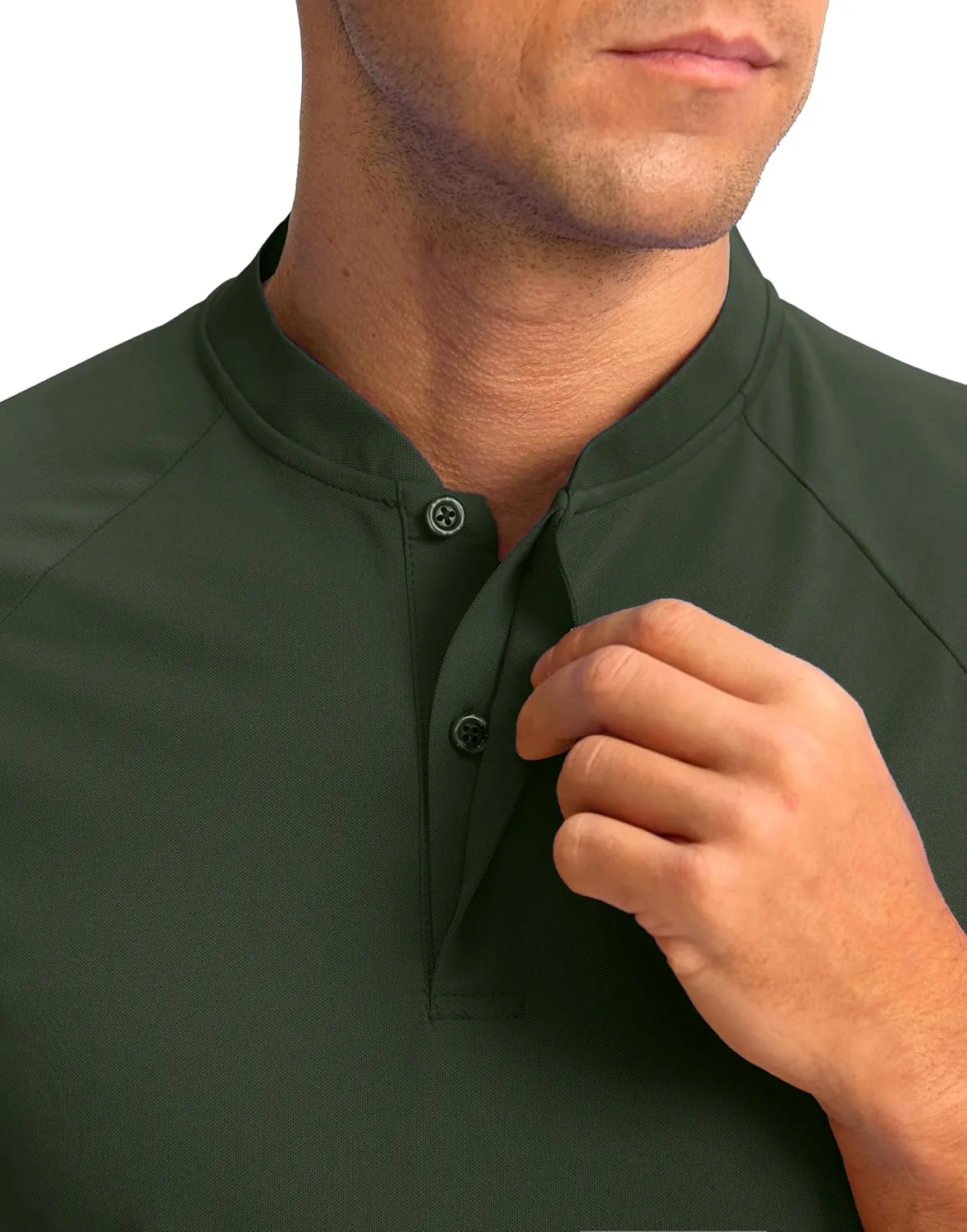 Viodia Mens Golf Shirts Henley Collarless Quick Dry Summer Shirt Casual Short Sleeve Moisture Wicking Polo T Shirts
