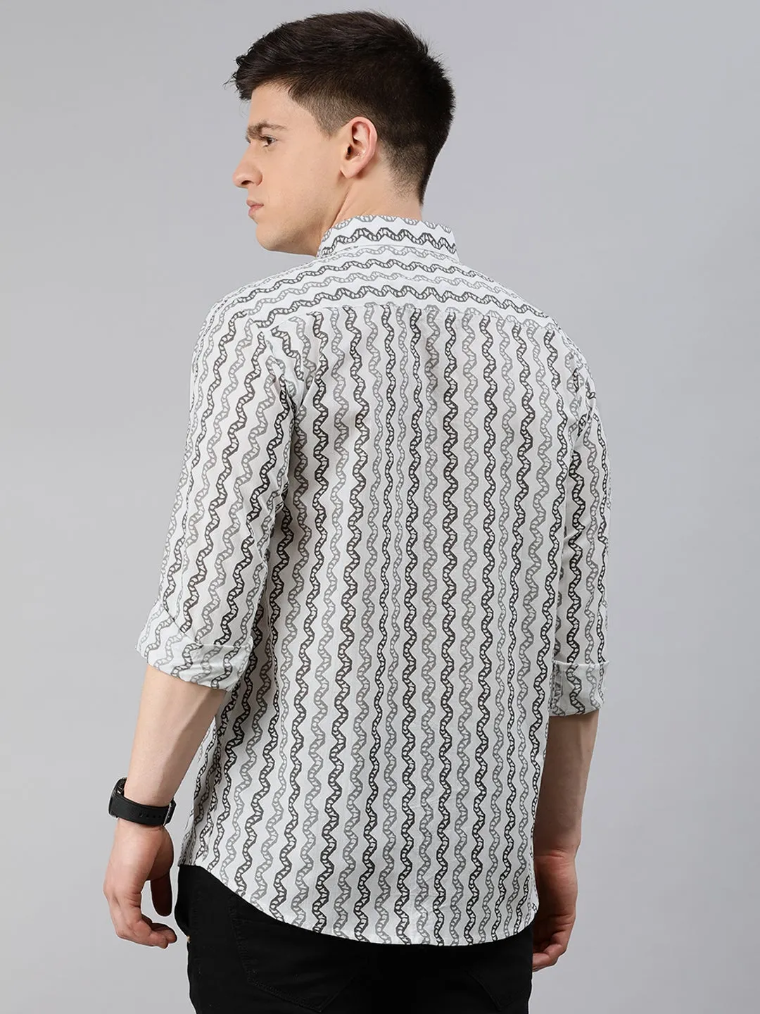 White Cotton Full Sleeves Shirts For Men-Mmf0243