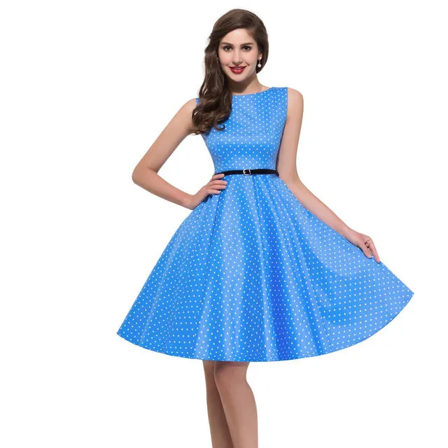 Women Summer Dress 2017 plus size clothing Audrey hepburn Floral robe Retro Swing Casual 50s Vintage Rockabilly Dresses Vestidos