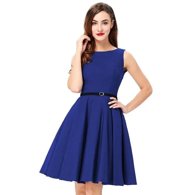 Women Summer Dress 2017 plus size clothing Audrey hepburn Floral robe Retro Swing Casual 50s Vintage Rockabilly Dresses Vestidos