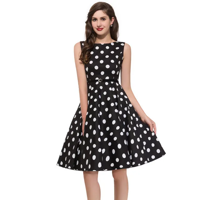 Women Summer Dress 2017 plus size clothing Audrey hepburn Floral robe Retro Swing Casual 50s Vintage Rockabilly Dresses Vestidos