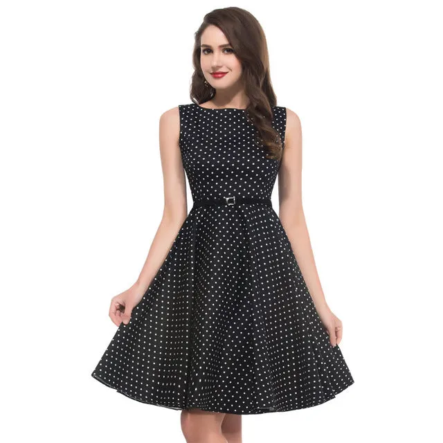 Women Summer Dress 2017 plus size clothing Audrey hepburn Floral robe Retro Swing Casual 50s Vintage Rockabilly Dresses Vestidos
