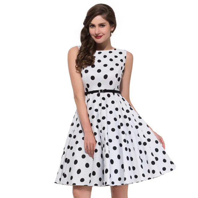Women Summer Dress 2017 plus size clothing Audrey hepburn Floral robe Retro Swing Casual 50s Vintage Rockabilly Dresses Vestidos