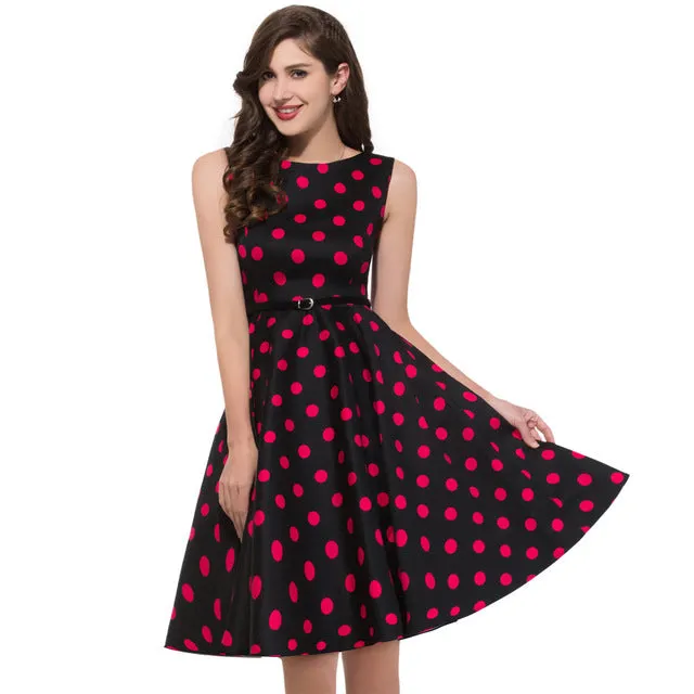 Women Summer Dress 2017 plus size clothing Audrey hepburn Floral robe Retro Swing Casual 50s Vintage Rockabilly Dresses Vestidos