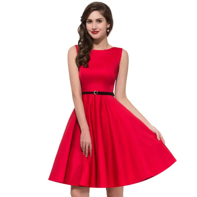 Women Summer Dress 2017 plus size clothing Audrey hepburn Floral robe Retro Swing Casual 50s Vintage Rockabilly Dresses Vestidos