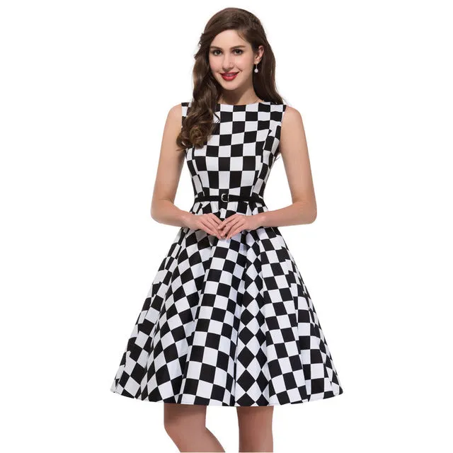 Women Summer Dress 2017 plus size clothing Audrey hepburn Floral robe Retro Swing Casual 50s Vintage Rockabilly Dresses Vestidos