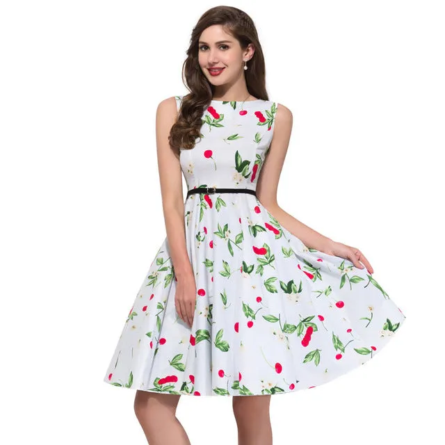 Women Summer Dress 2017 plus size clothing Audrey hepburn Floral robe Retro Swing Casual 50s Vintage Rockabilly Dresses Vestidos